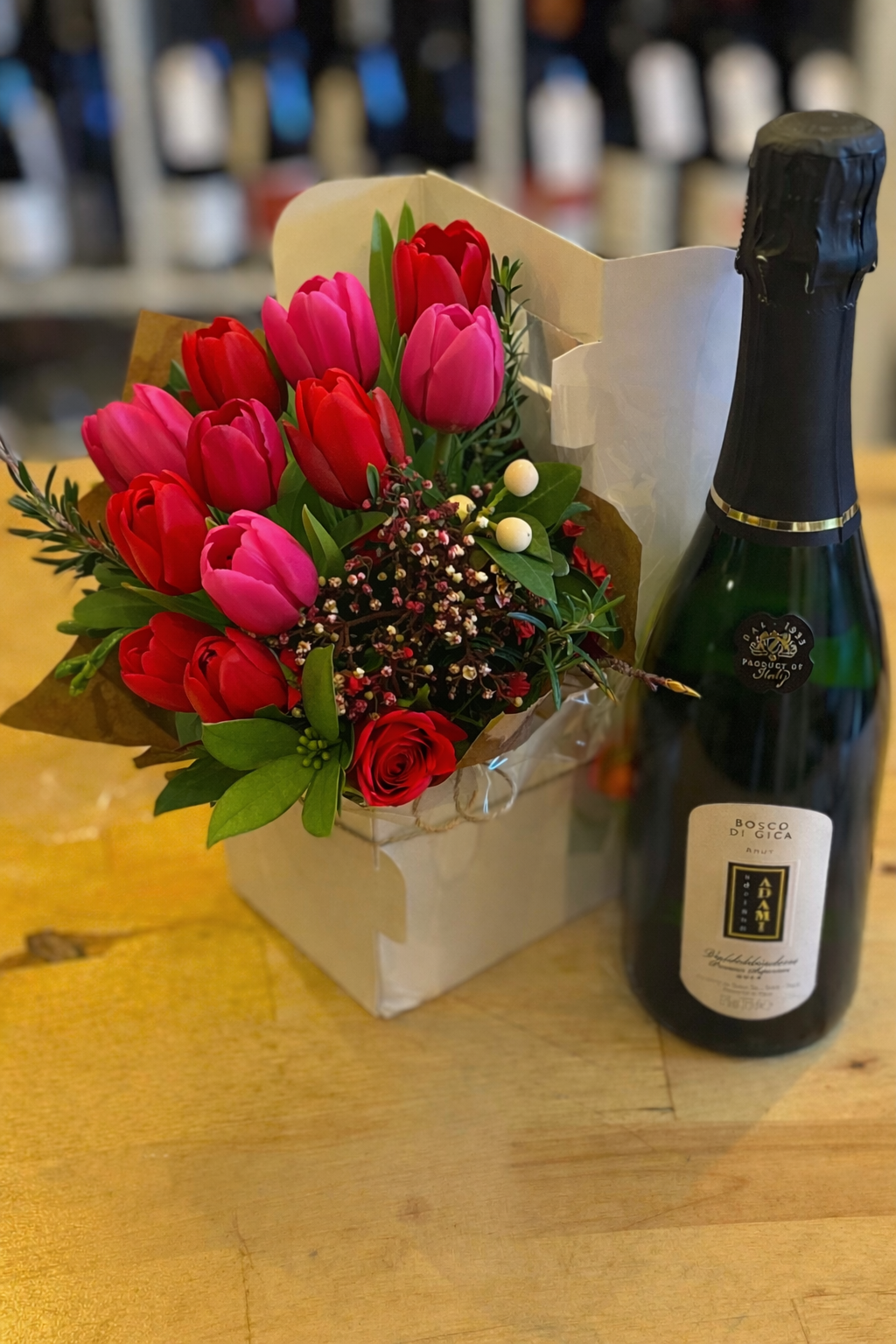 Flowers and Half Bottle of Prosecco