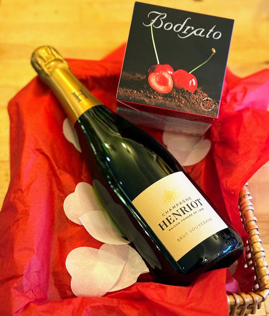 Valentines : Champagne Henriot Brut  + Boero Cherry Chocolates